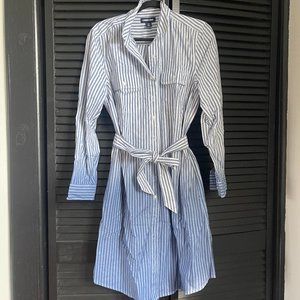 Striped Ombre Lands End Shirt Dress Size M